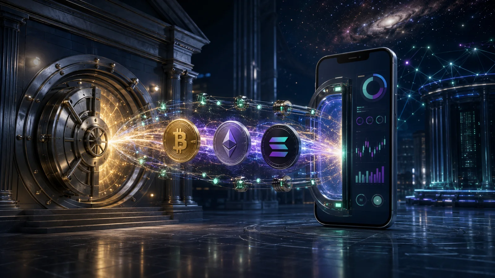 Bank vault securely connects Bitcoin, Ether and Solana custody to a retail trading app.