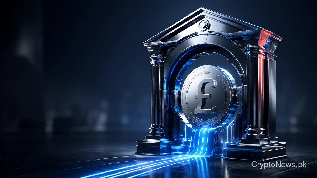 Sterling stablecoin entering a secure central-bank gateway for UK payment innovation.