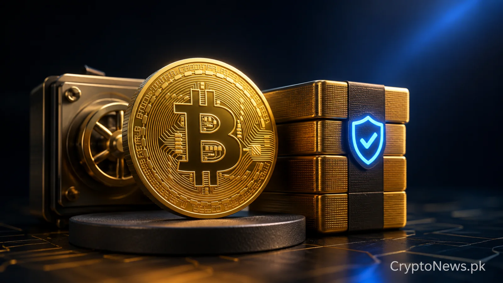 Binance Lite Loan اور USDT ادھار لینے کے تصور کو ظاہر کرتا پریمیم تھری ڈی بٹ کوائن کولیٹرل