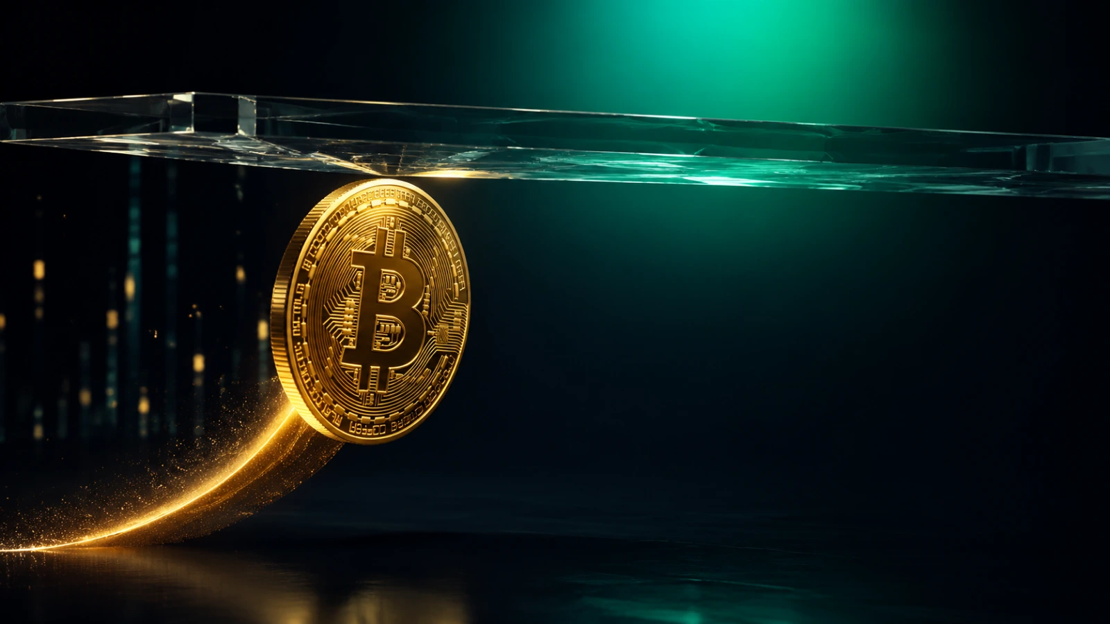 Golden Bitcoin approaching a major resistance barrier during an early bull-market phase.