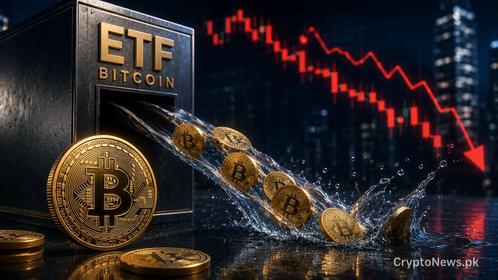 اسپاٹ ETF سے 526 ملین ڈالر کے انخلا کے درمیان گرتا ہوا مارکیٹ چارٹ اور اس کے ساتھ رکھا گولڈ Bitcoin
