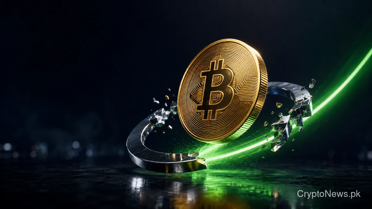 Gold Bitcoin breaking through resistance as bullish market momentum drives it to a one-month high.