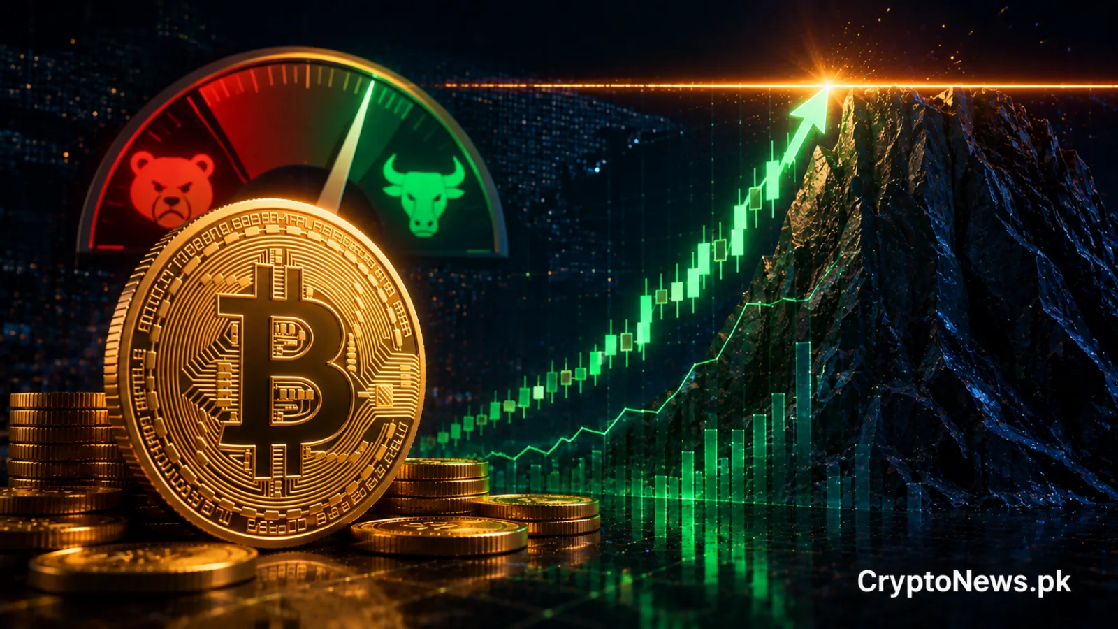 Bitcoin approaches a major resistance zone as bullish sentiment strengthens, while investors remain cautious about a possible breakout or consolidation.