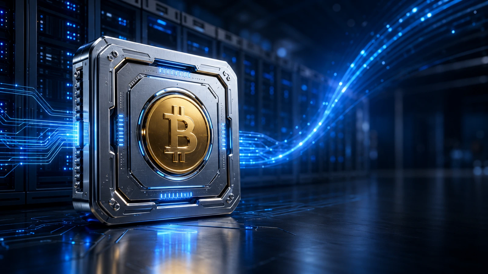 Bitcoin-powered AI processor illustrating IREN’s expanding cloud revenue and stock surge.