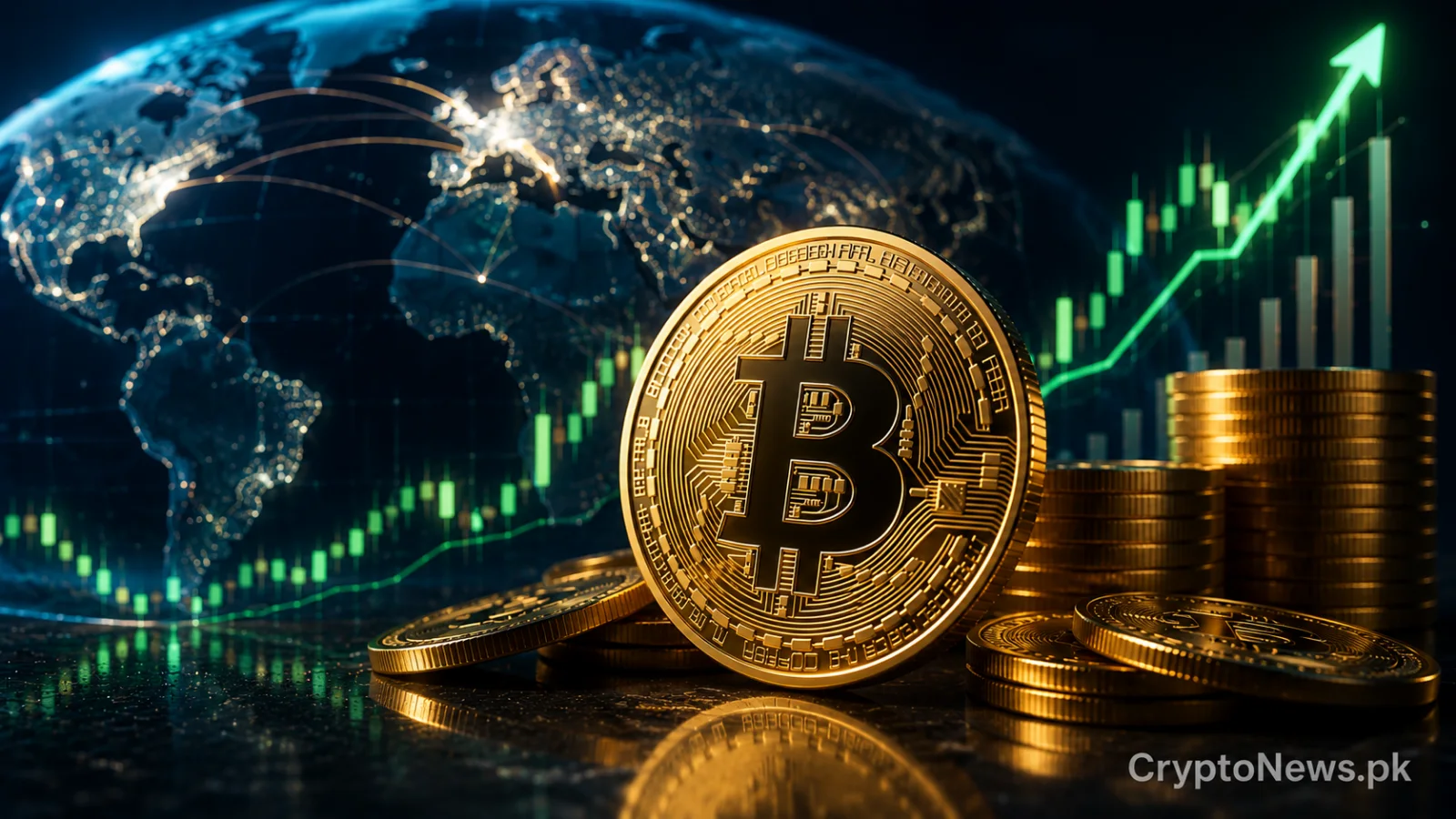 Gold Bitcoin coin rising amid stronger global demand and cautious US trading activity.
