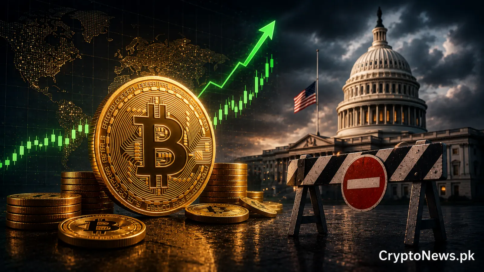 Bitcoin remains strong above the $65,000 level with rising market momentum, while Washington’s legislative delays create regulatory uncertainty in the background.