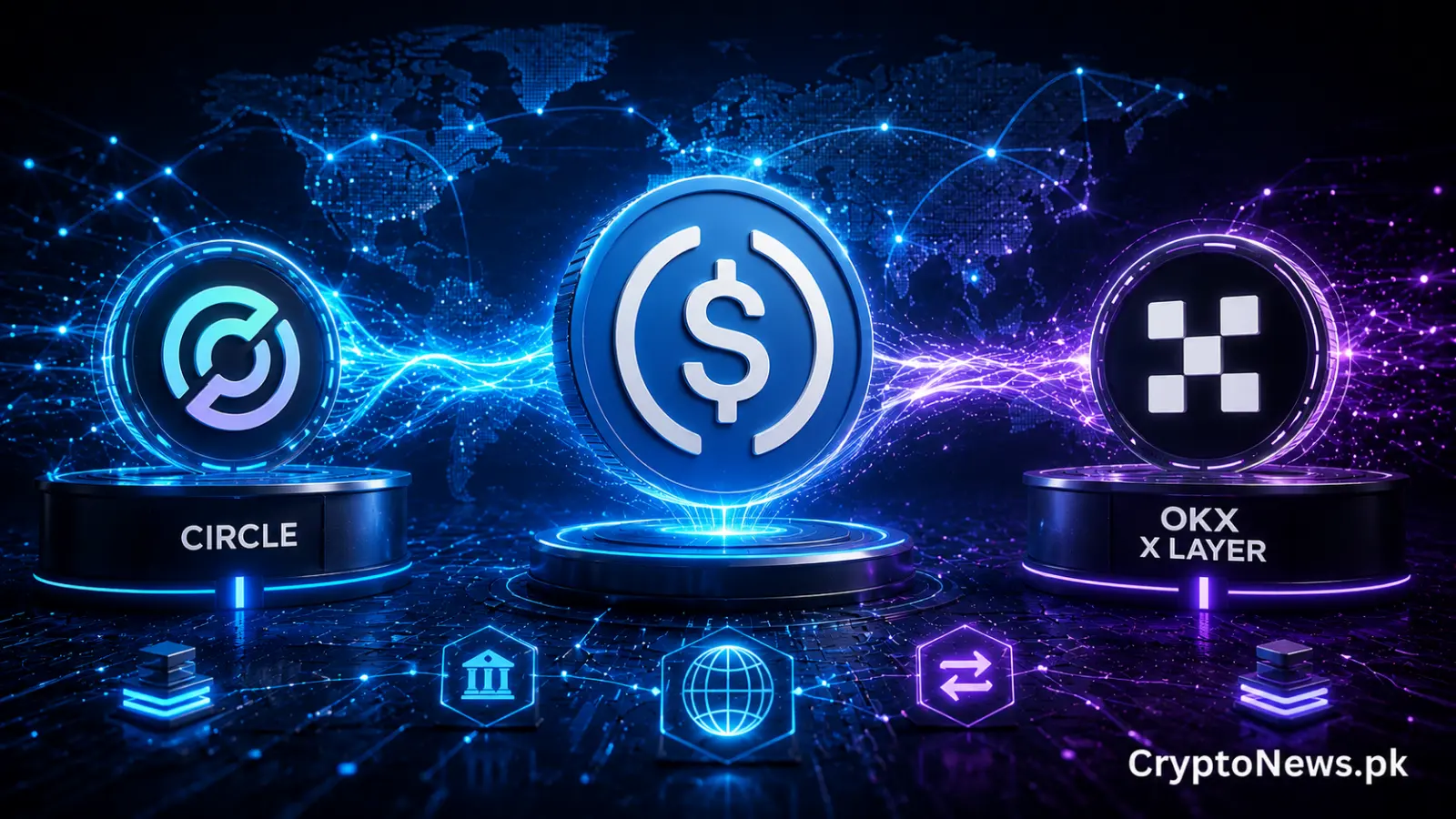 USDC integrated with OKX X Layer, illustrating faster cross-chain transfers and increased liquidity across decentralized finance networks.