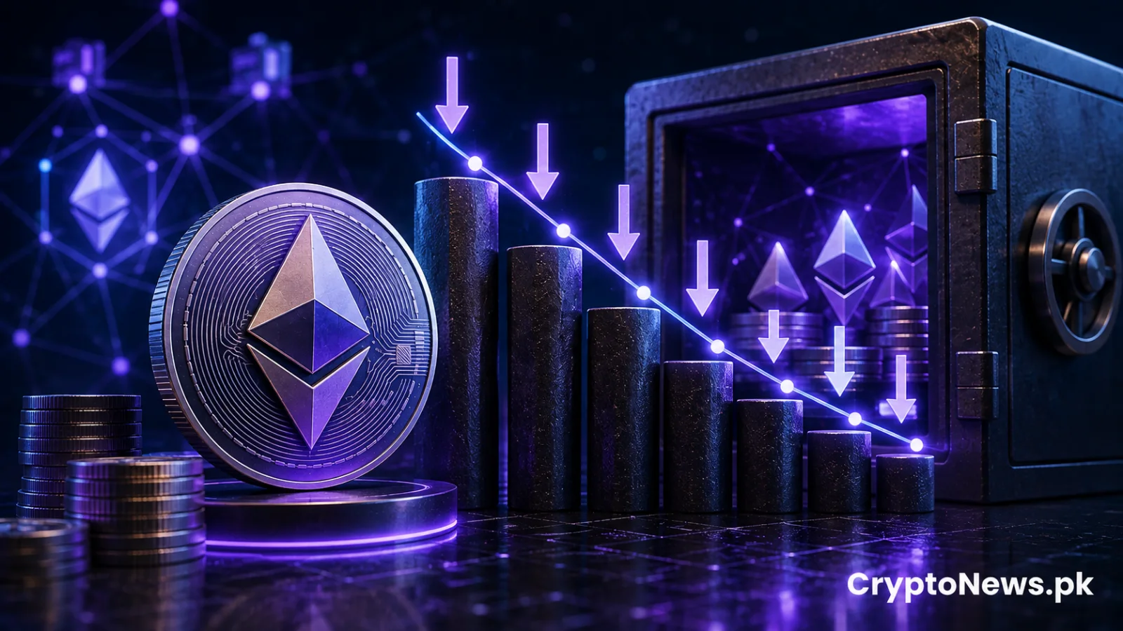 ایتھریم سٹیکنگ ریوارڈز میں کمی کی تجویز، جس میں ETH، ویلیڈیٹر ریوارڈز میں گراوٹ اور نیٹ ورک سپلائی کنٹرول دکھائے گئے ہیں۔