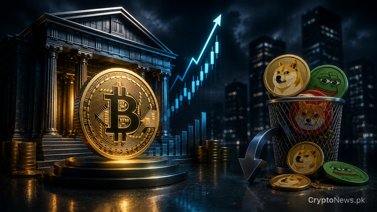 Institutional capital flowing toward Bitcoin and utility assets as memecoin speculation loses market influence.