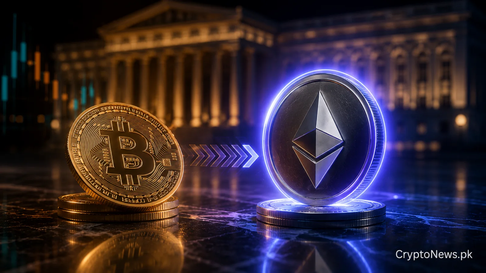 Ethereum coin rises as Intesa Sanpaolo shifts its crypto ETF strategy away from Bitcoin toward staked Ether.