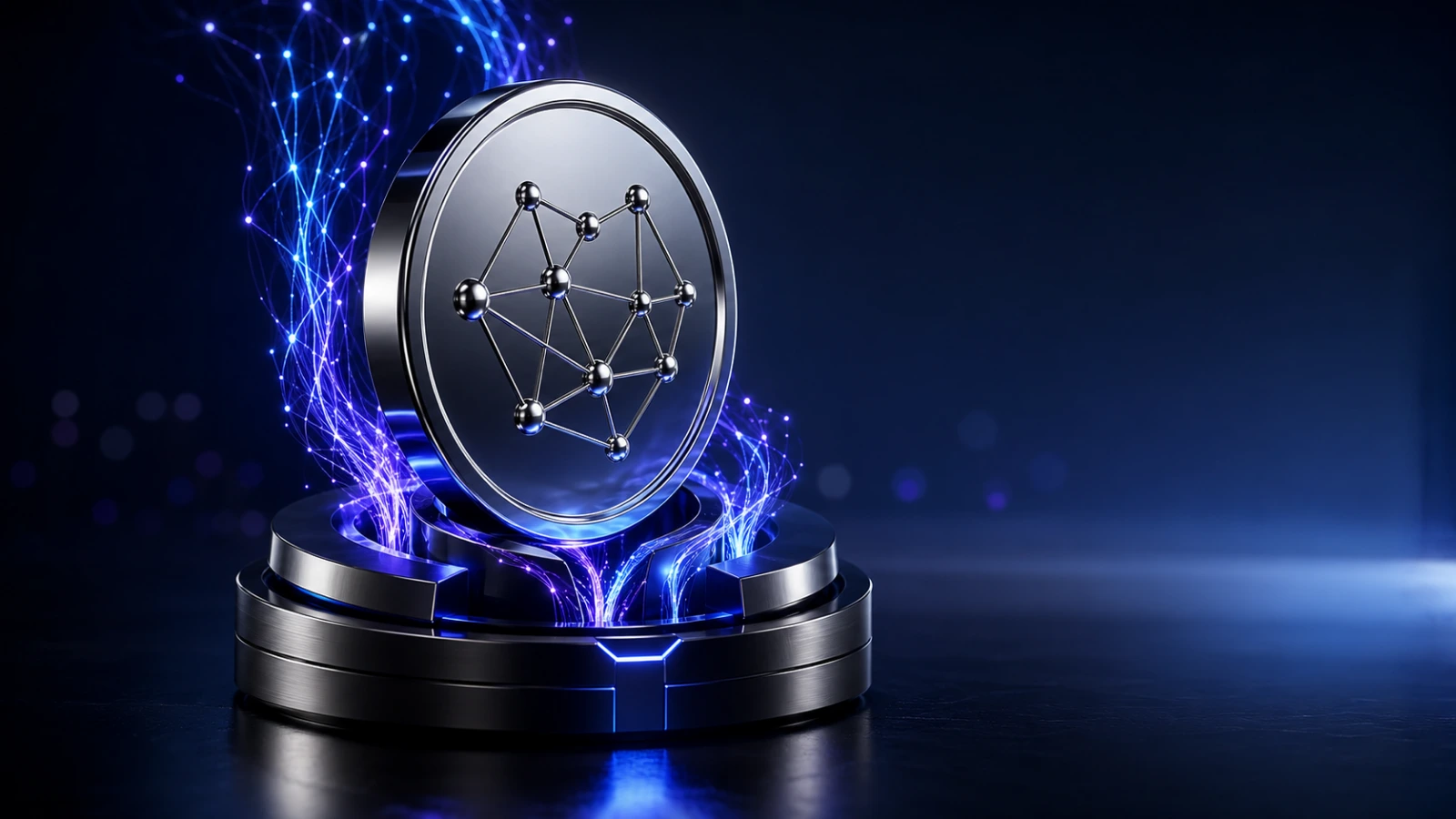Chrome AI token secured in a glowing validator hub, symbolizing MEXC’s Bittensor TAO staking service.