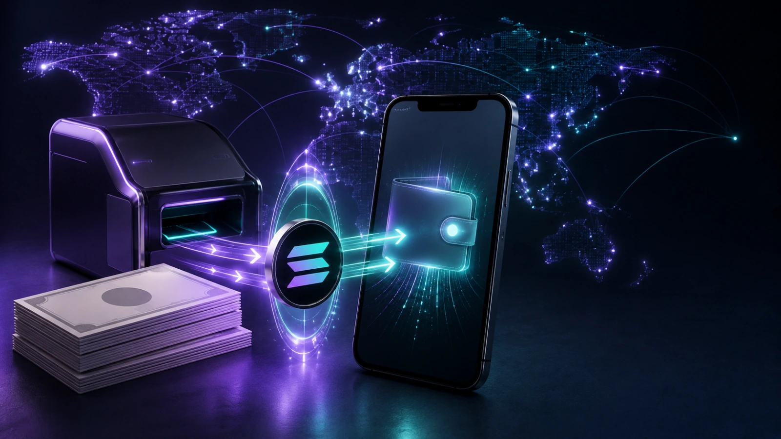 Solana connects a global cash terminal to a digital wallet through MoneyGram’s crypto rails.