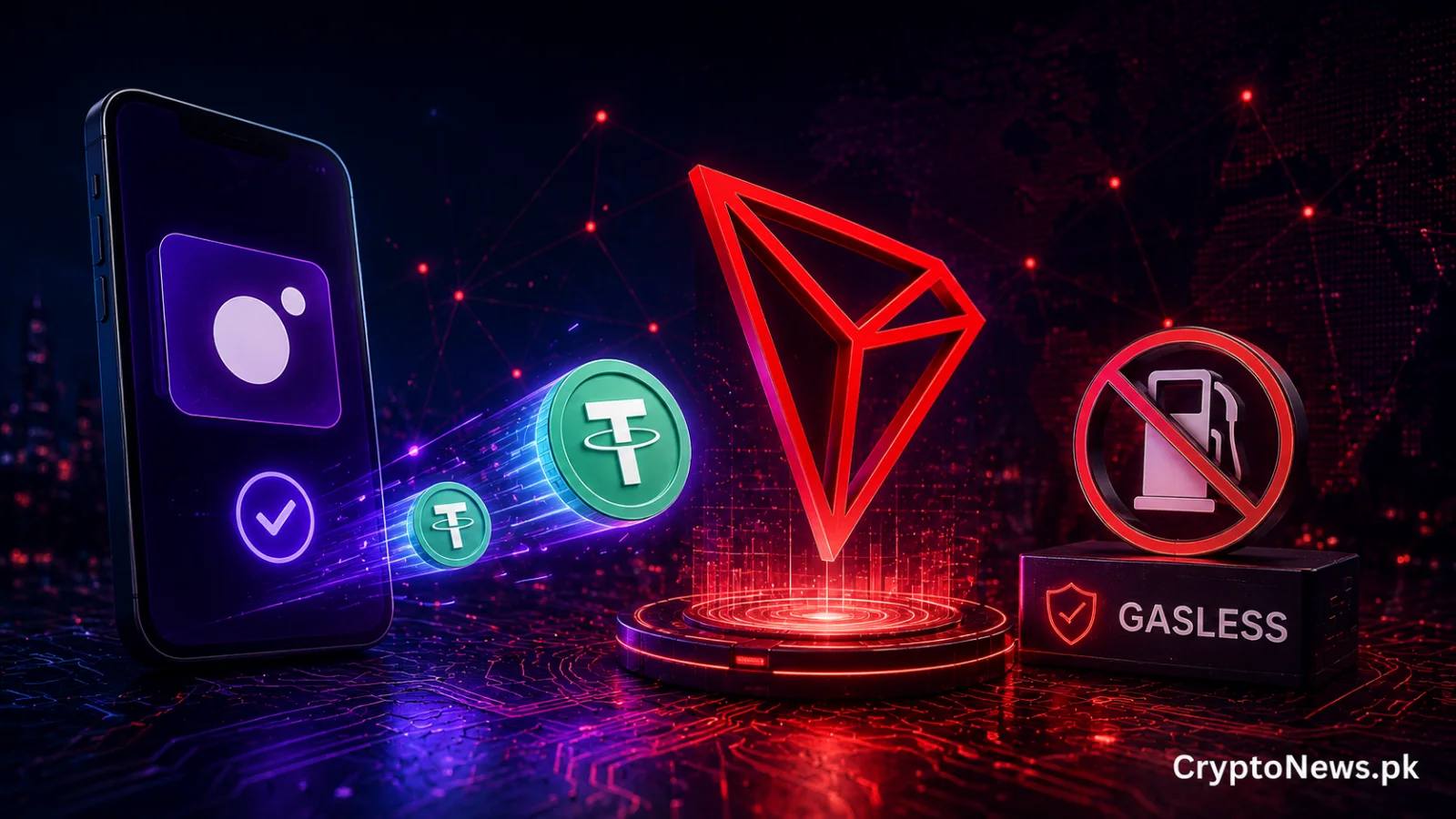MoonPay والیٹ TRON نیٹ ورک پر گیس فیس کے بغیر USDT بھیجتا ہے جس سے سٹیبل کوائن کی ادائیگی آسان ہوتی ہے۔
