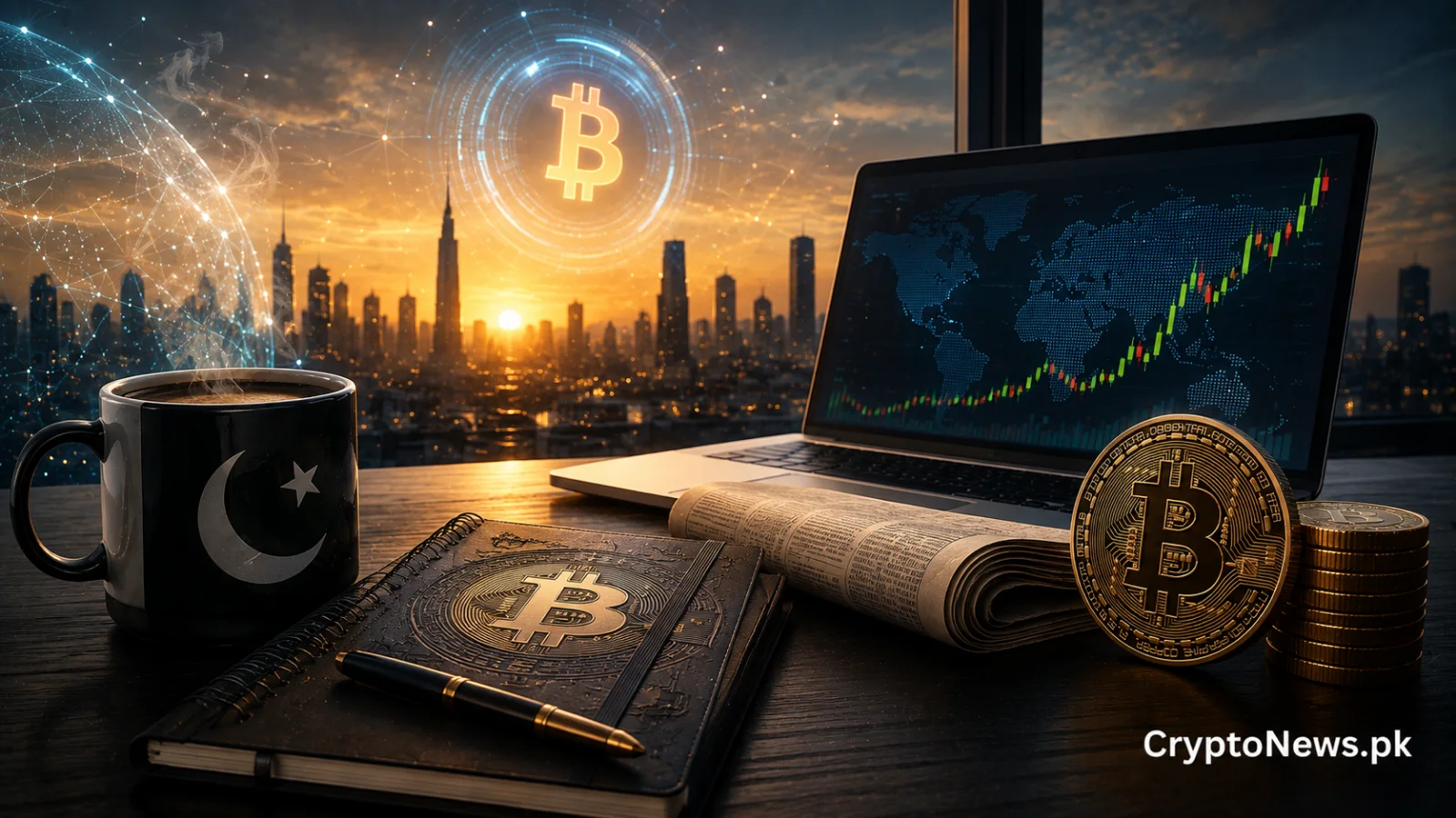 Bitcoin market morning brief featuring crypto price charts, global market data and Pakistan-focused digital asset analysis.