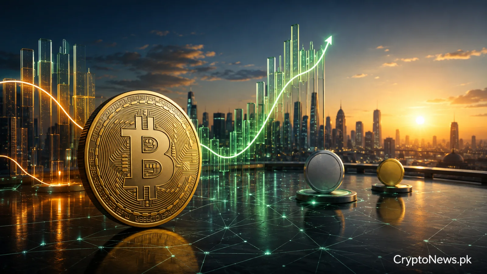 Bitcoin leads a cautious crypto market recovery as morning trading begins in Pakistan.