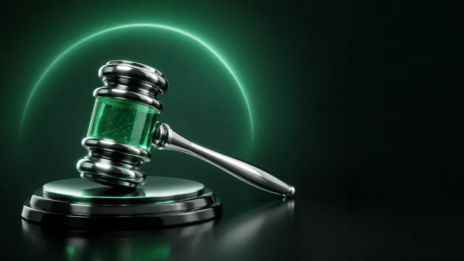 Emerald-lit regulatory gavel symbolizing Pakistan’s virtual asset licensing milestone.