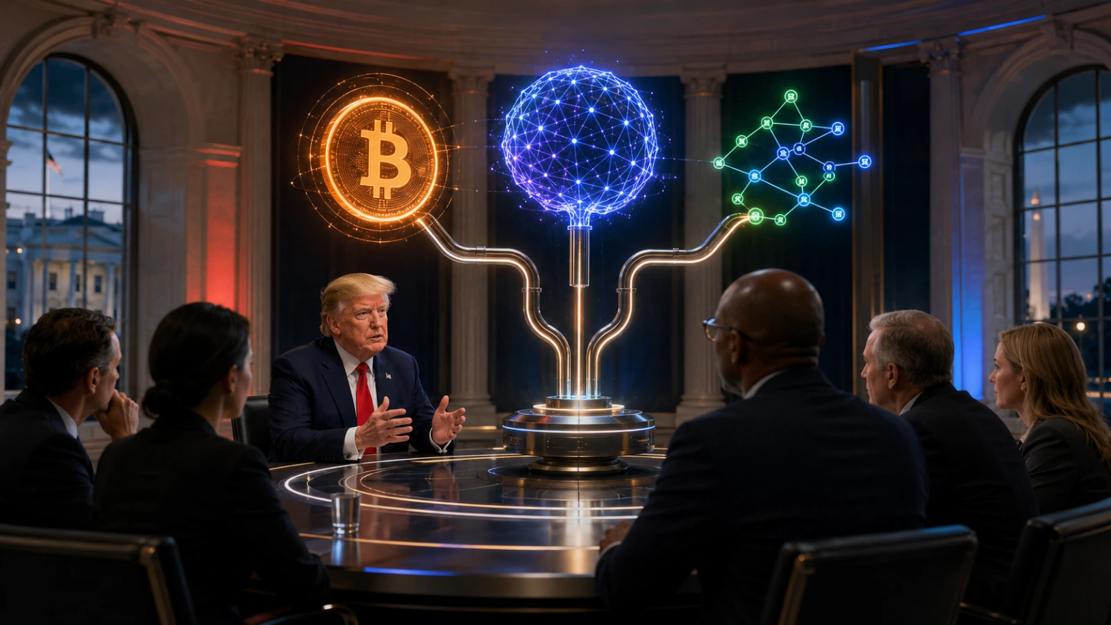 Donald Trump meets crypto, AI and prediction-market leaders for policy talks at the White House.