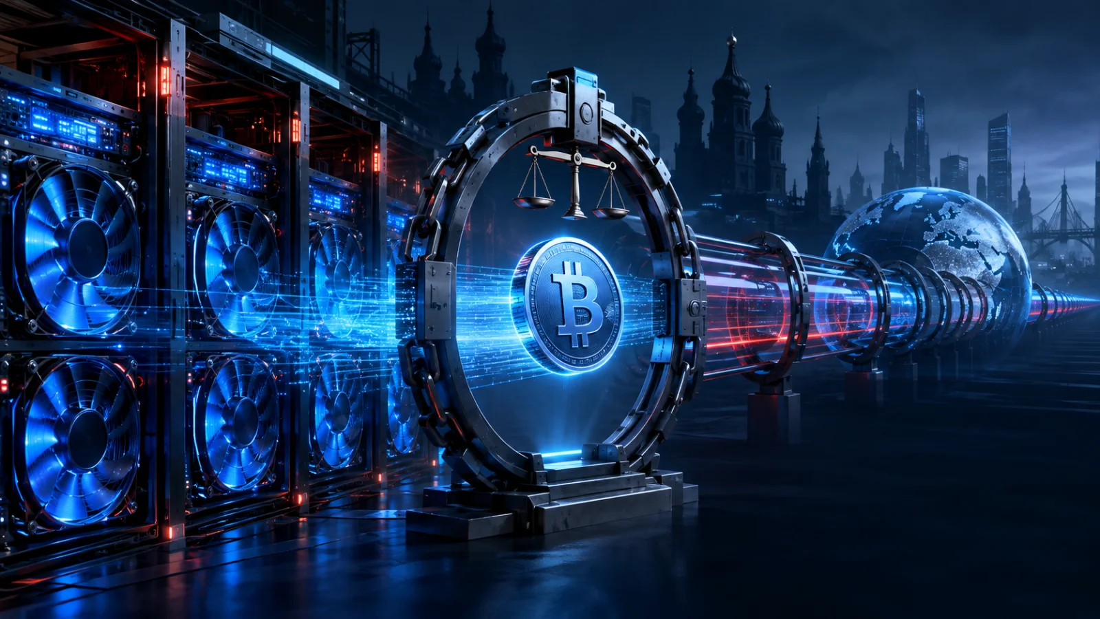 Bitcoin mining infrastructure connects to a regulated cross-border settlement corridor in Russia.
