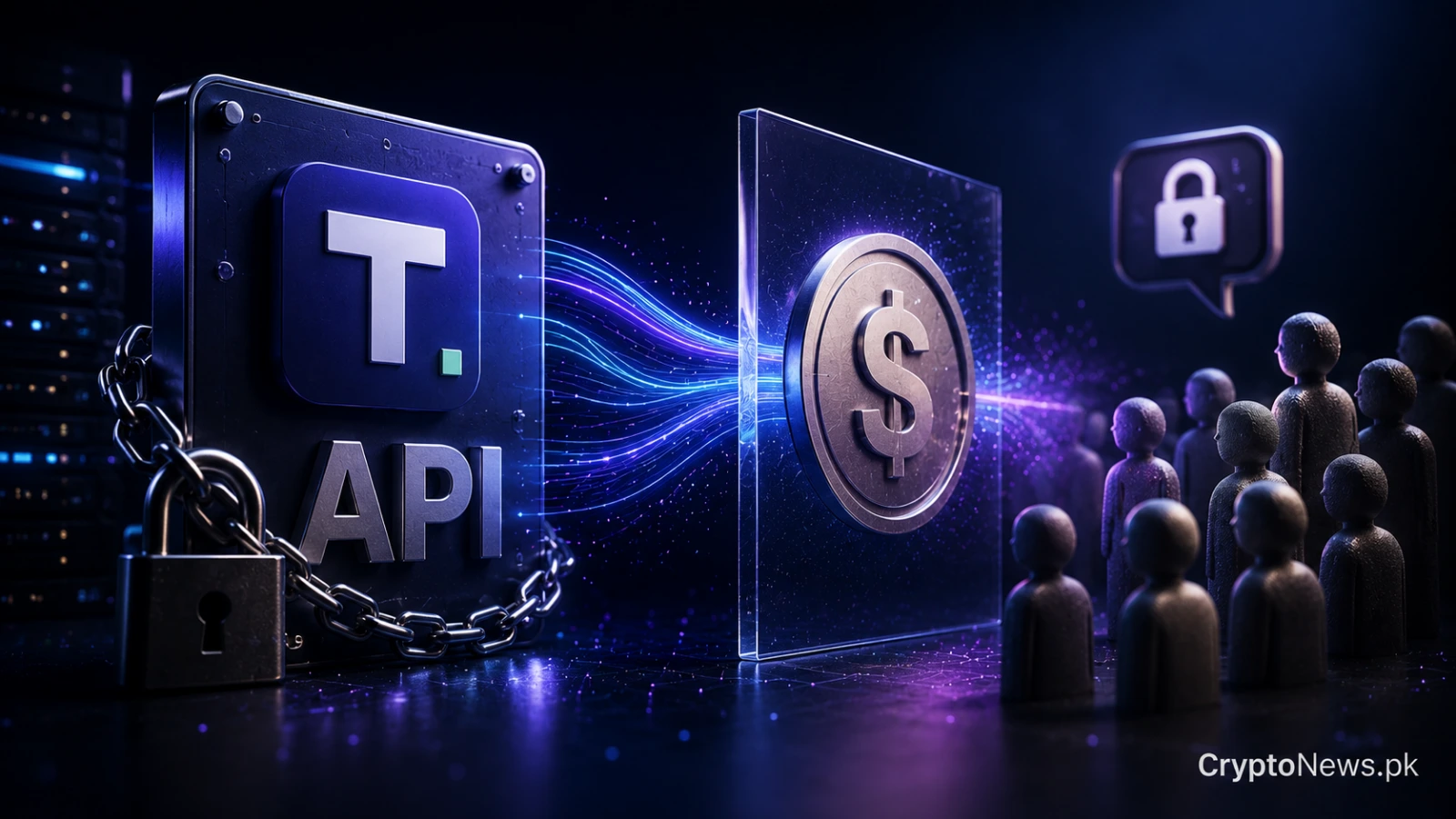 Locked digital data gateway illustrating costly API access annsparency.