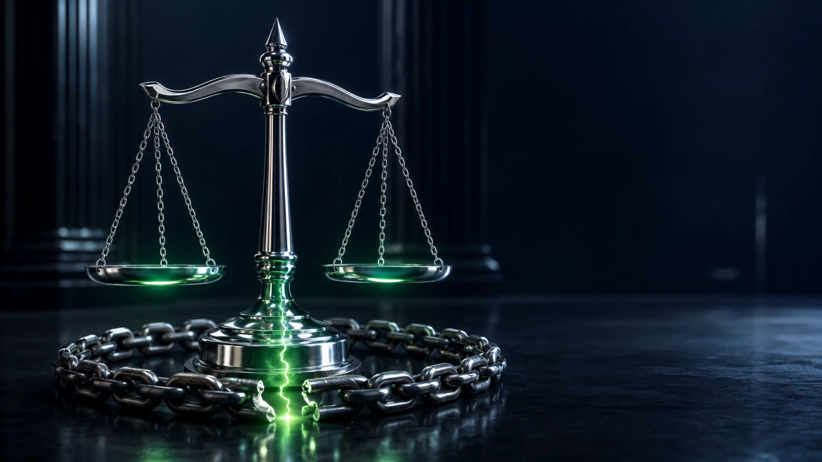 Chrome scales above an opening chain symbolize growing momentum for the US CLARITY Act.