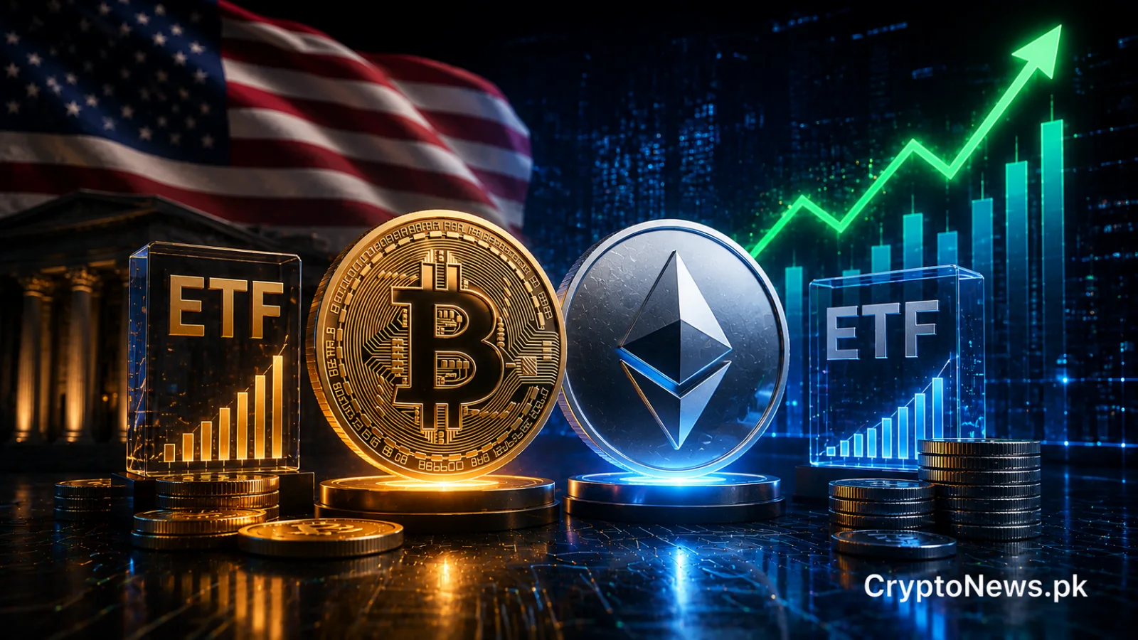 امریکی اسپاٹ بٹ کوائن اور ایتھیریم ETFs میں ادارہ جاتی سرمایہ کاری کی بدولت مسلسل تیزی دیکھی جا رہی ہے۔