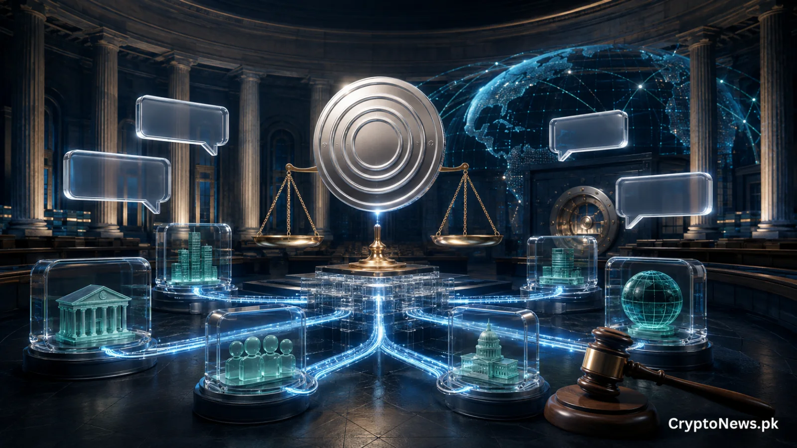 Public consultation channels converge on a stablecoin framework in a U.S. regulatory hearing chamber.
